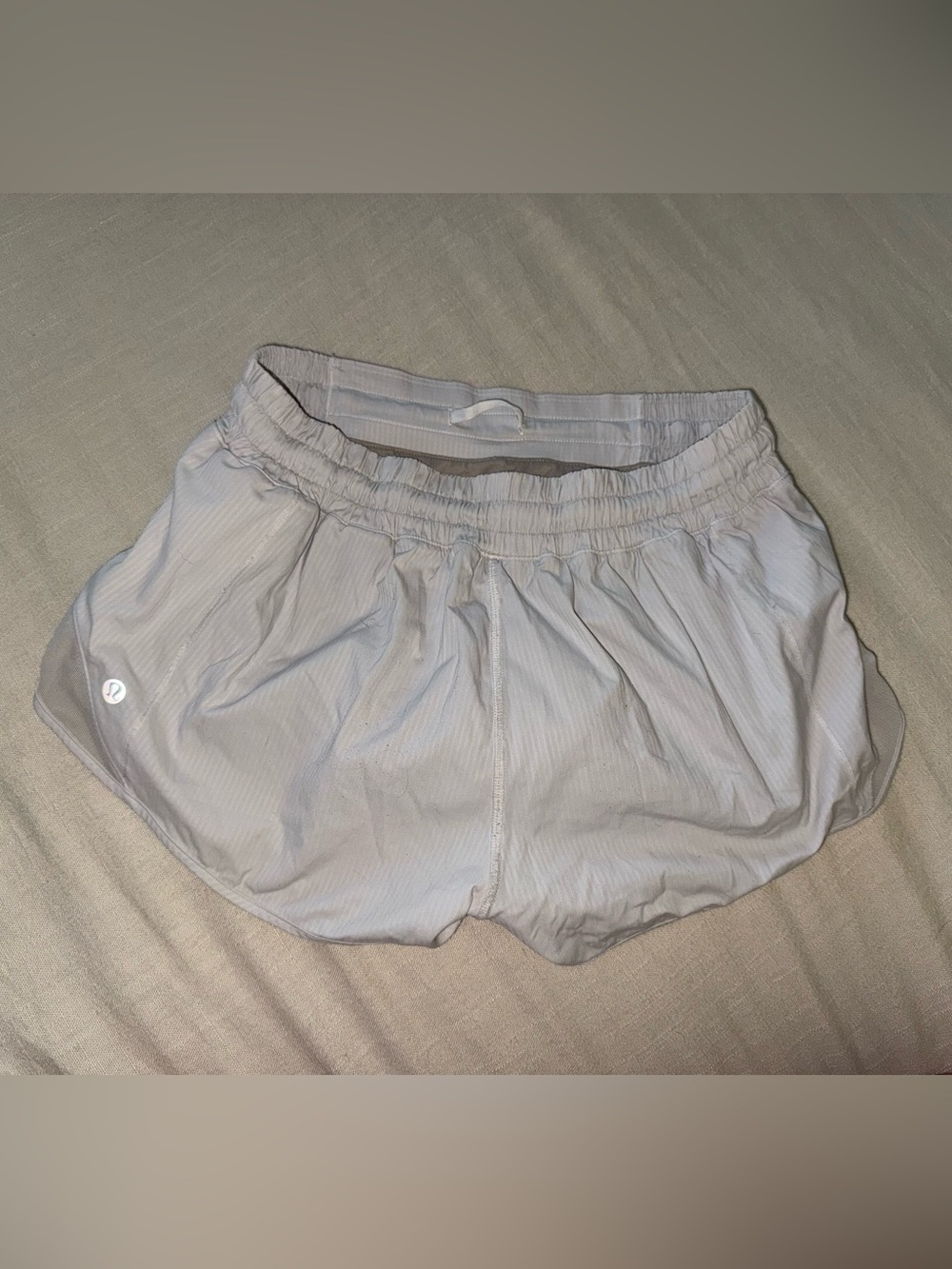 lululemon athletica White-Light Gray Athletic Running Shorts
